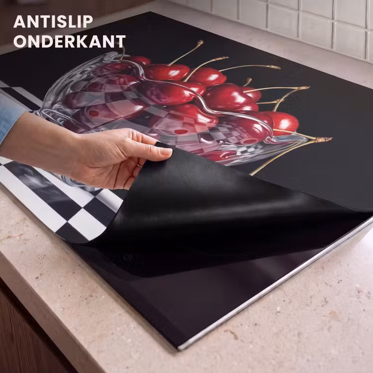 Inductie beschermer en spatscherm (2in1) - Eten - Kersen - Rood — 4