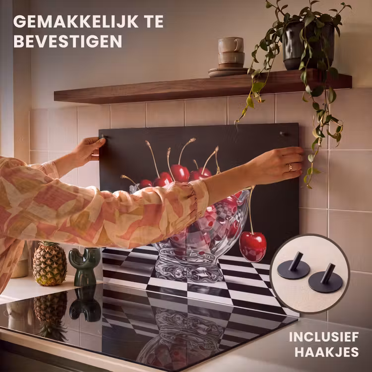 Inductie beschermer en spatscherm (2in1) - Eten - Kersen - Rood — 7