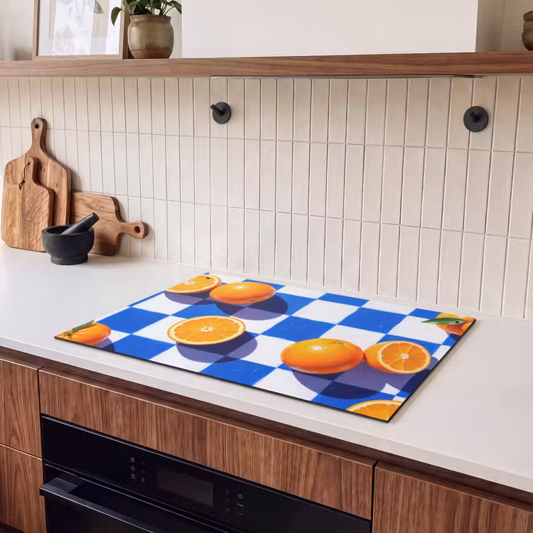 Inductie beschermer en spatscherm (2in1) - Sinaasappel - Geruit - Eten — 3