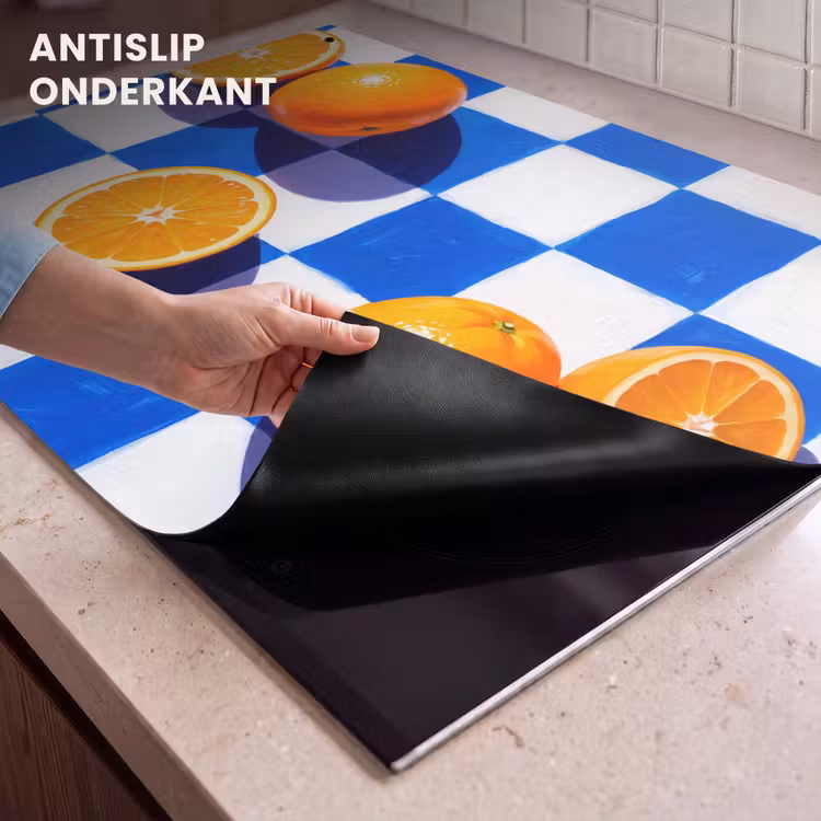 Inductie beschermer en spatscherm (2in1) - Sinaasappel - Geruit - Eten — 4