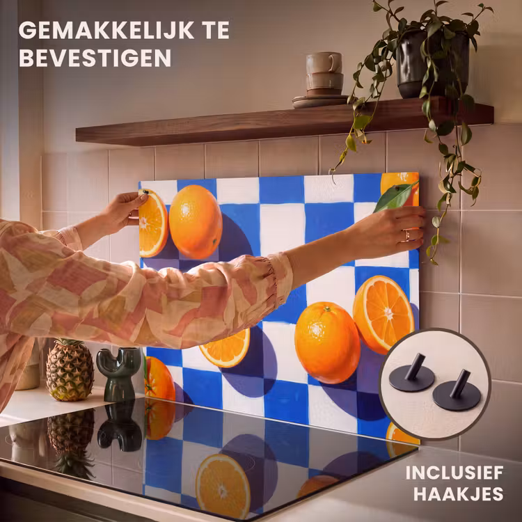 Inductie beschermer en spatscherm (2in1) - Sinaasappel - Geruit - Eten — 7