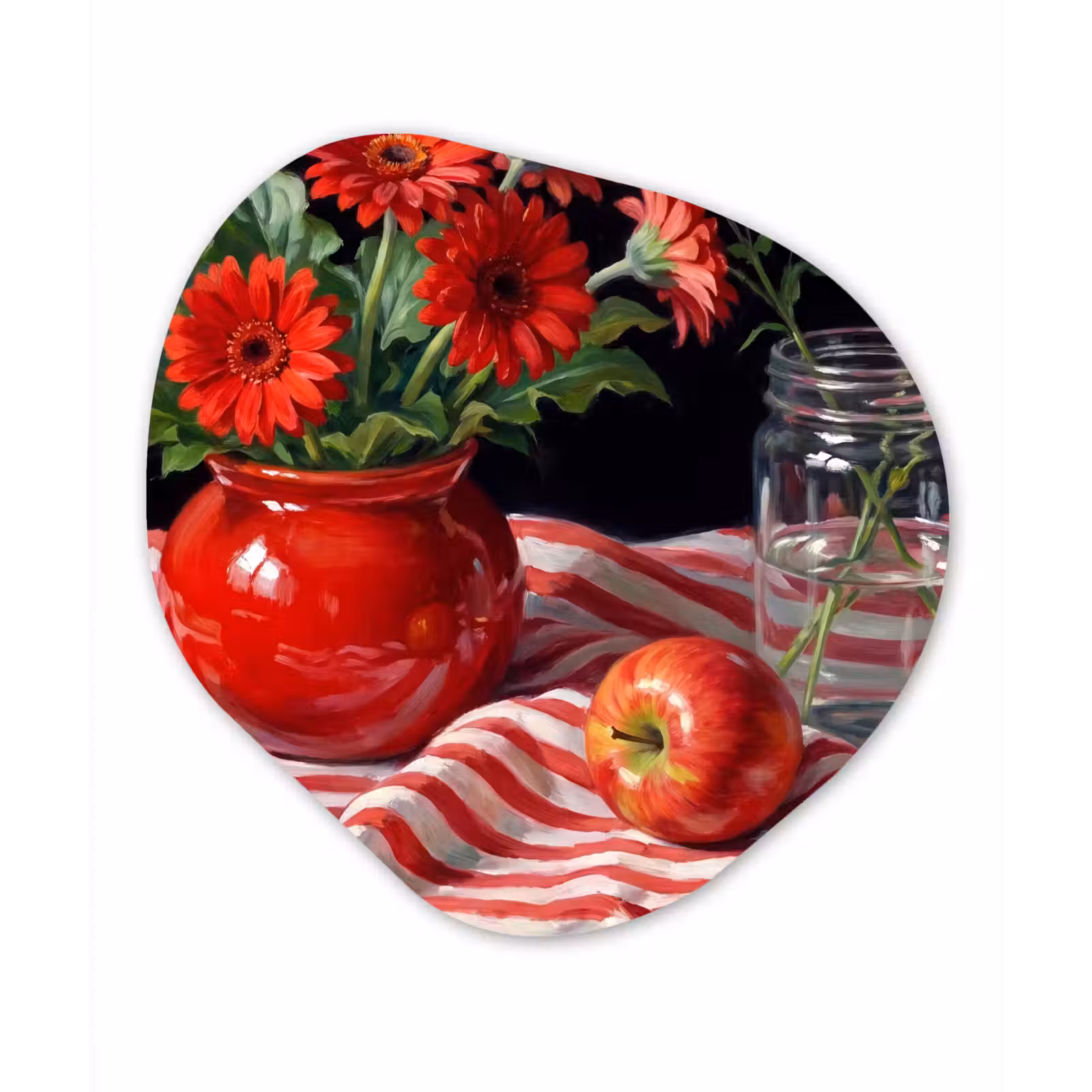 Organische schilderij - Aluminium - Rode bloemen - Vaas — 1