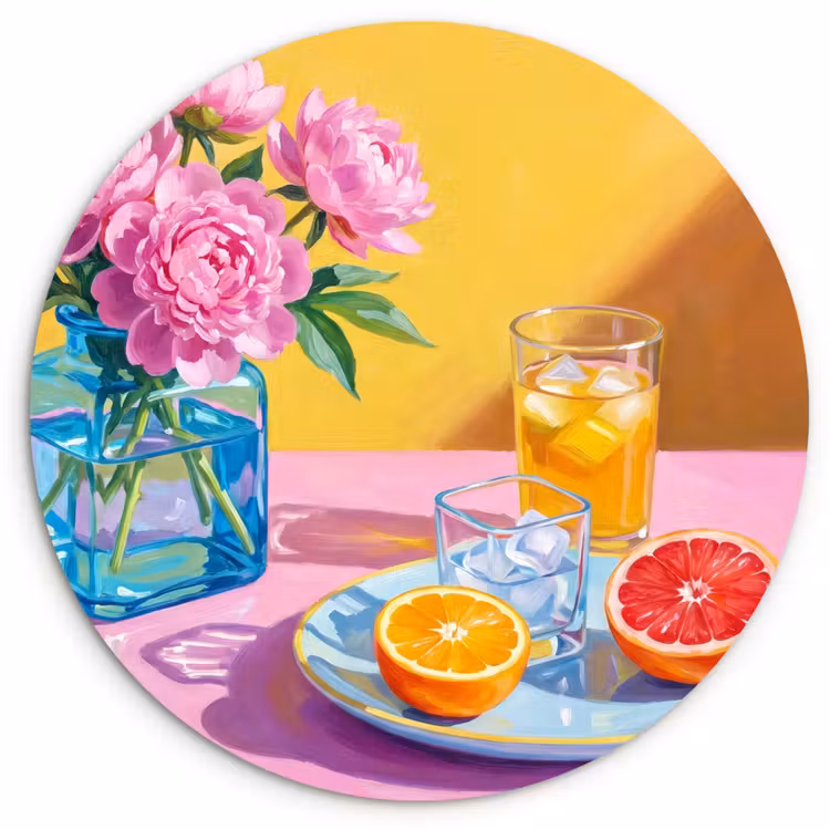 Muurcirkel - Bloemen - Roze - Modern — 1