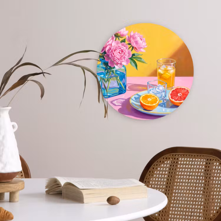 Muurcirkel - Bloemen - Roze - Modern — 4