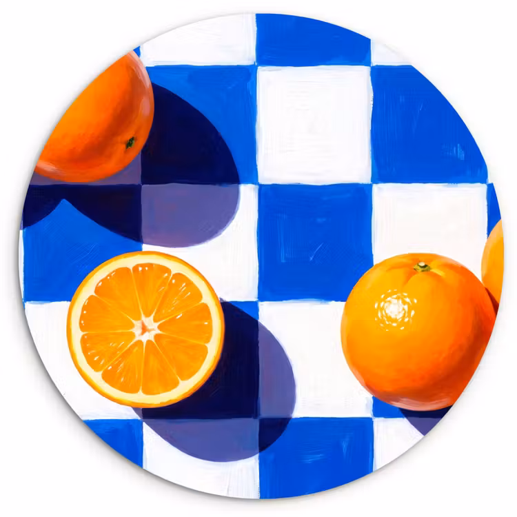 Muurcirkel - Sinaasappel - Geruit - Eten — 1