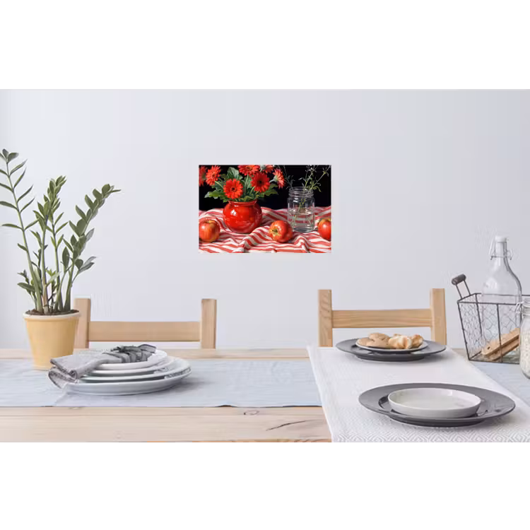 Muursticker - Rode bloemen - Vaas — 3
