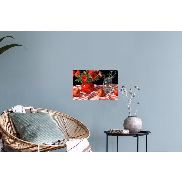 Muursticker - Rode bloemen - Vaas — 4