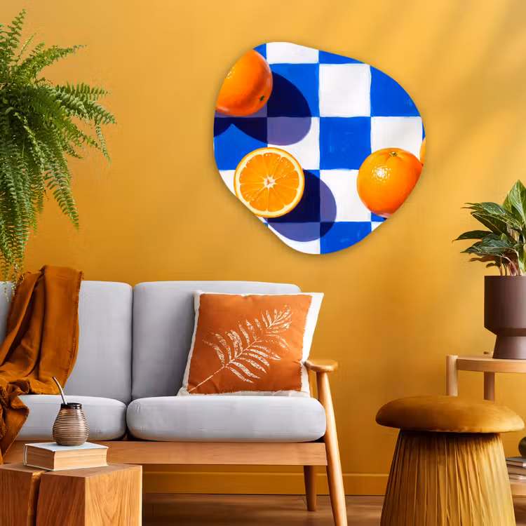 Organische schilderij - Aluminium - Sinaasappel - Geruit - Eten — 3
