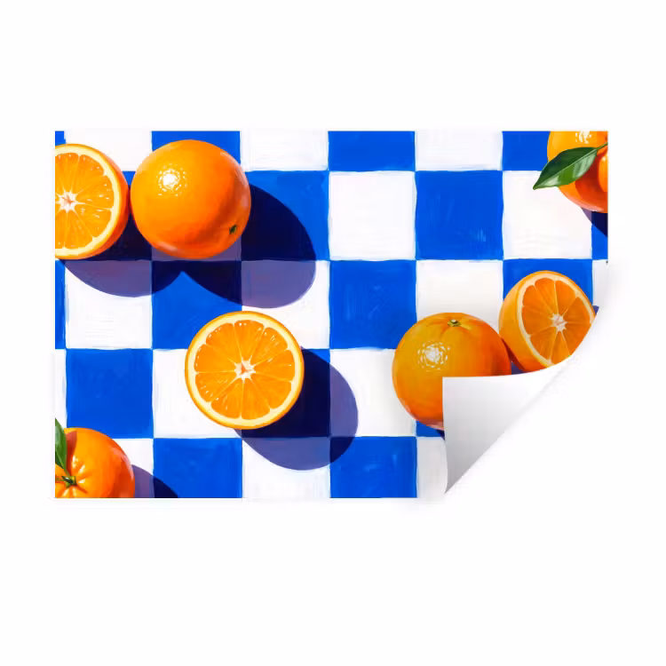Muursticker - Sinaasappel - Geruit - Eten — 1