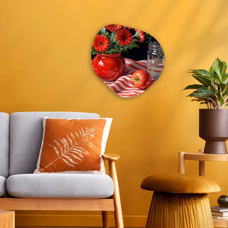 Organisch schilderij - Forex - Rode bloemen - Vaas — 3