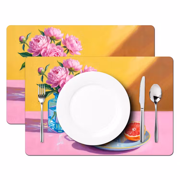 Placemat - 6 stuks - Bloemen - Roze - Modern — 2