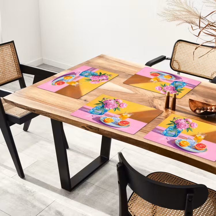 Placemat - 6 stuks - Bloemen - Roze - Modern — 5
