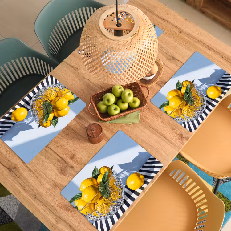 Placemat - 6 stuks - Citroenen - Fruit - Geel — 6