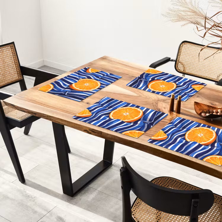 Placemat - 6 stuks - Eten - Fruit - Oranje — 5
