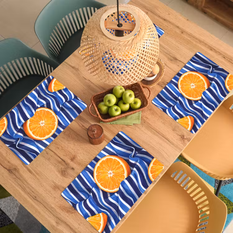 Placemat - 6 stuks - Eten - Fruit - Oranje — 6