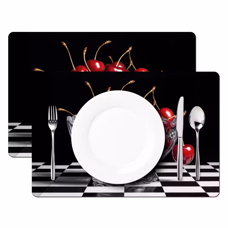 Placemat - 6 stuks - Eten - Kersen - Rood — 2