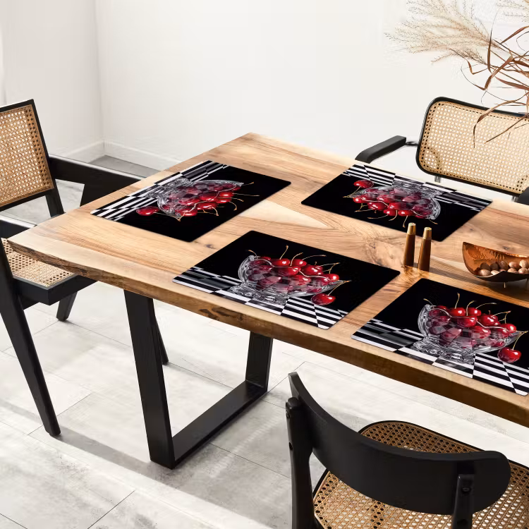 Placemat - 6 stuks - Eten - Kersen - Rood — 5