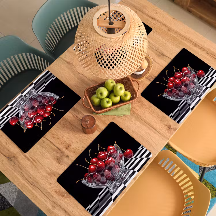 Placemat - 6 stuks - Eten - Kersen - Rood — 6