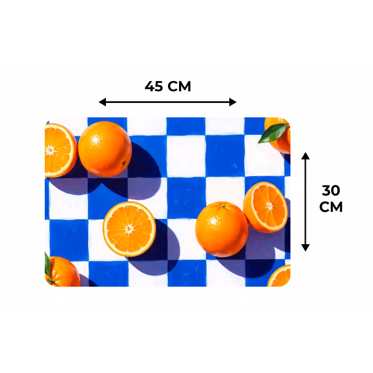Placemat - 6 stuks - Sinaasappel - Geruit - Eten — 3