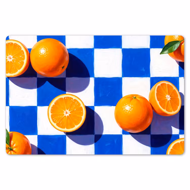 Placemat - 6 stuks - Sinaasappel - Geruit - Eten — 7