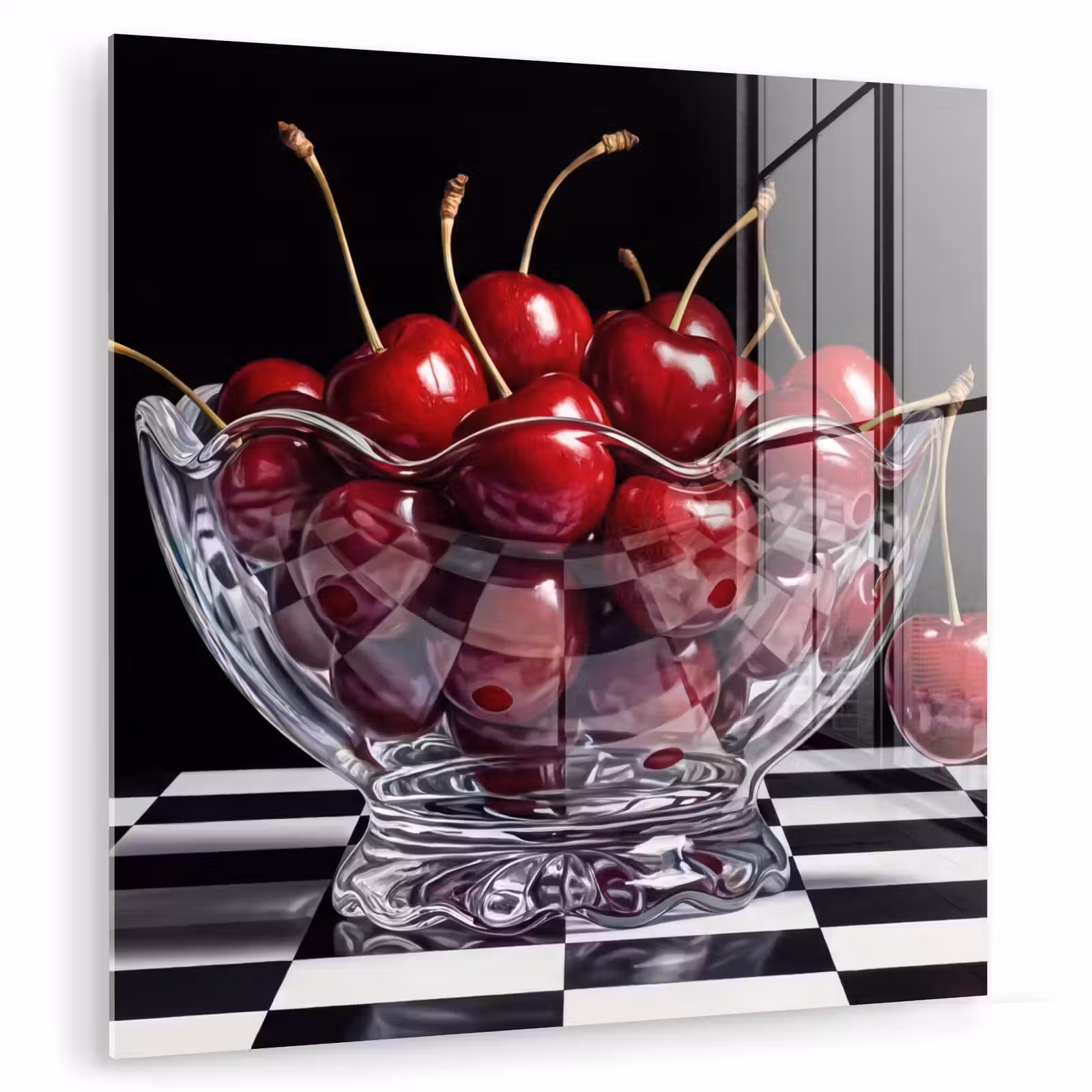 Glas schilderij - Eten - Kersen - Rood — 1