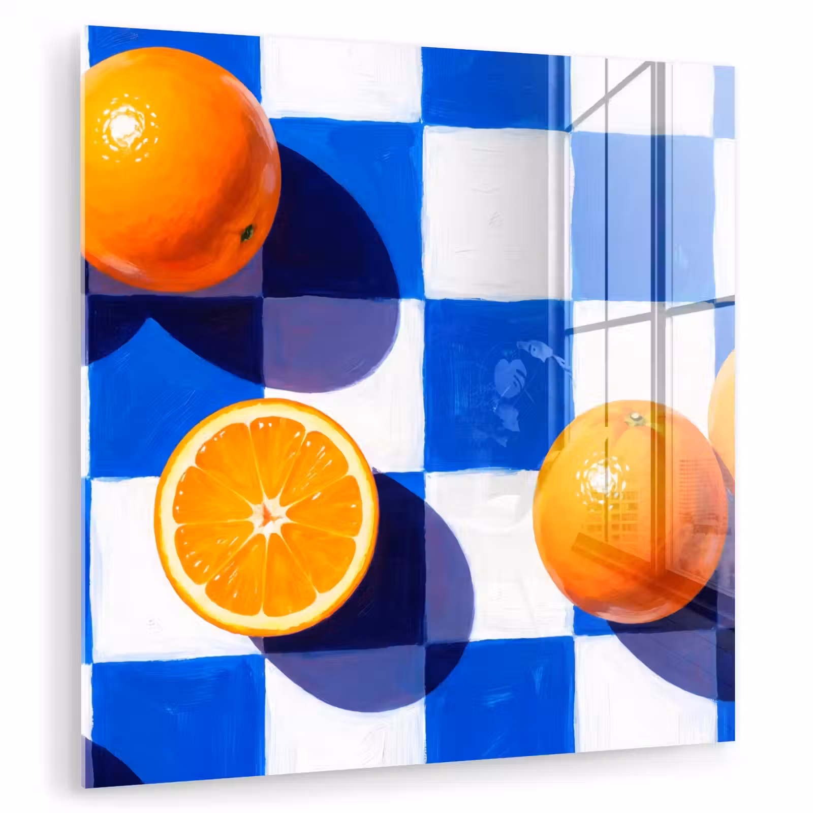Glas schilderij - Sinaasappel - Geruit - Eten — 1
