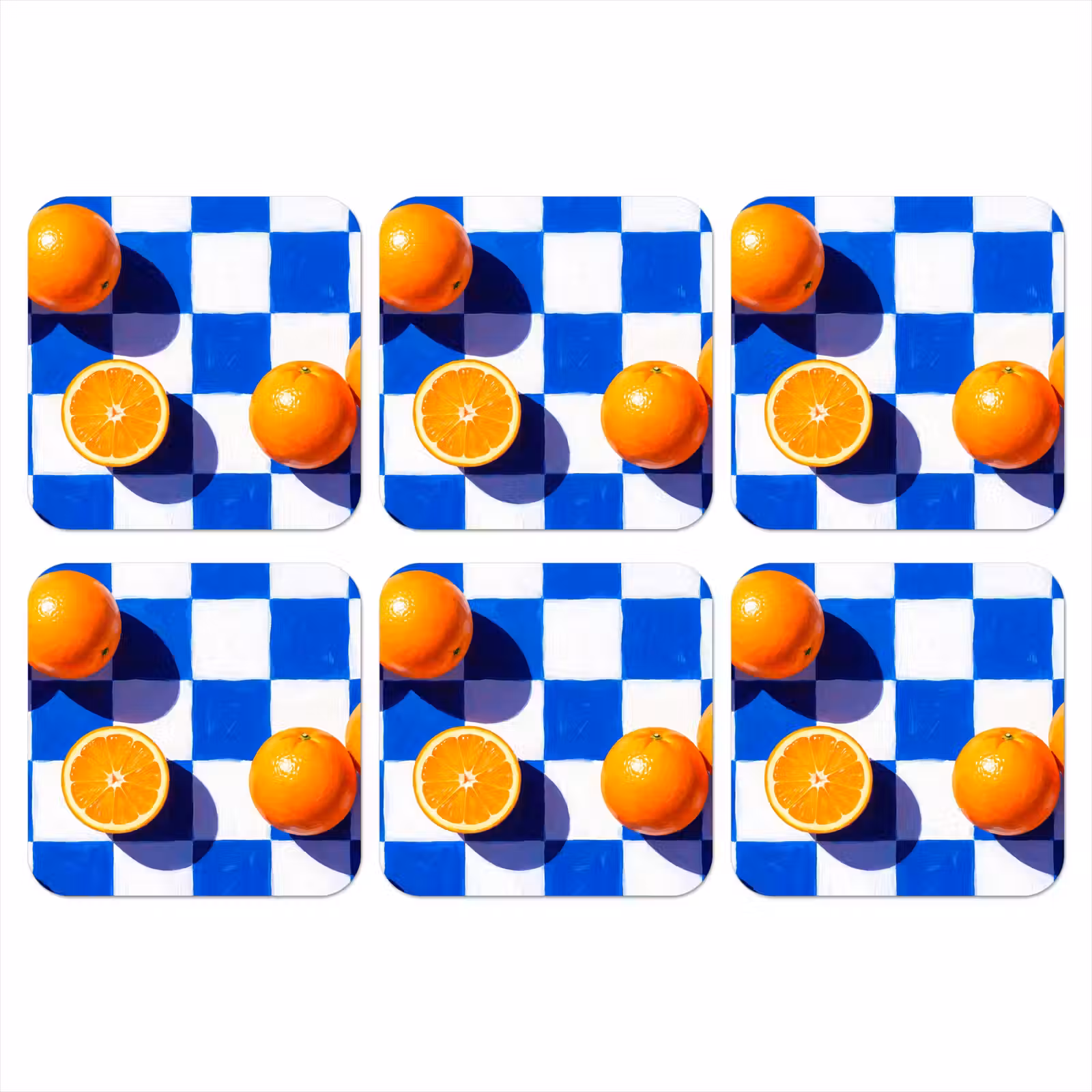 Onderzetter - Sinaasappel - Geruit - Eten — 1