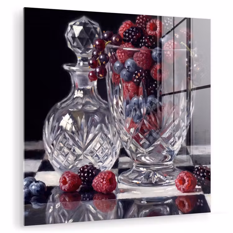 Glas schilderij - Bessen - Kristal - Stilleven — 1