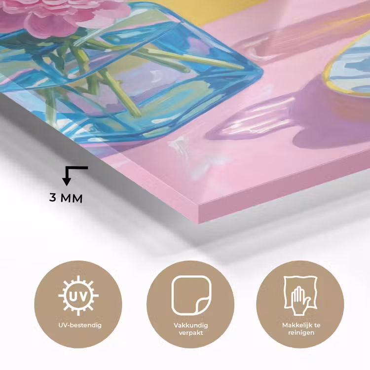 Glas schilderij - Bloemen - Roze - Modern — 3
