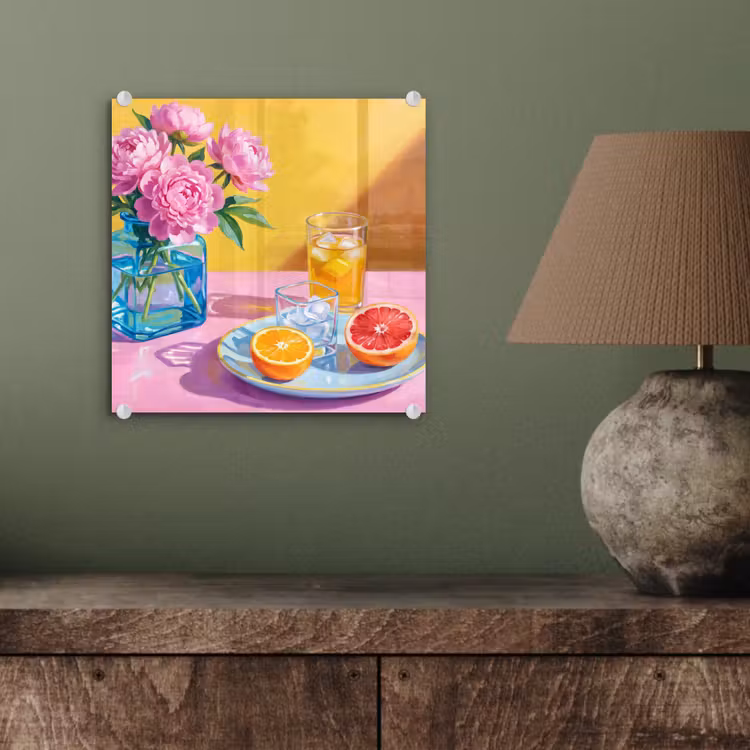 Glas schilderij - Bloemen - Roze - Modern — 4