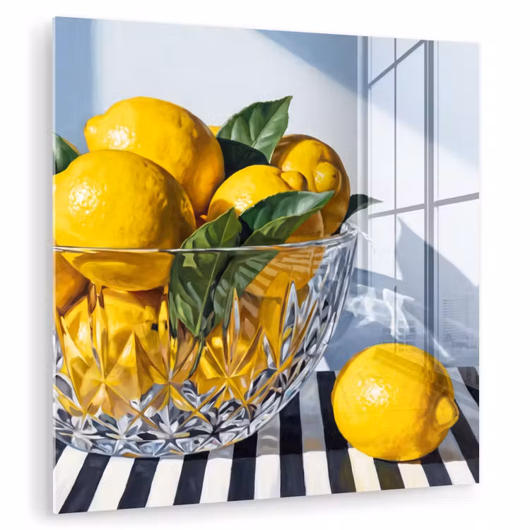 Glas schilderij - Citroenen - Fruit - Geel — 1