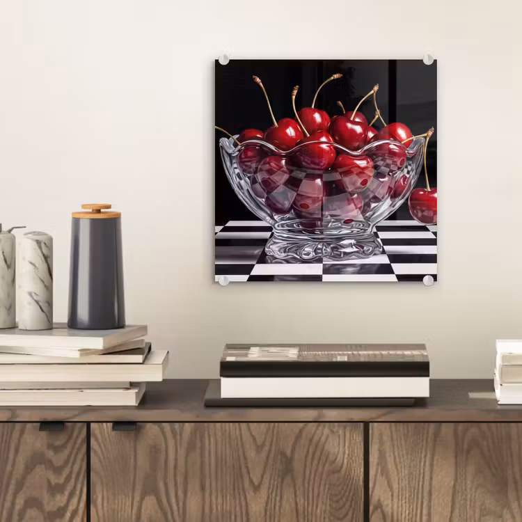 Glas schilderij - Eten - Kersen - Rood — 2