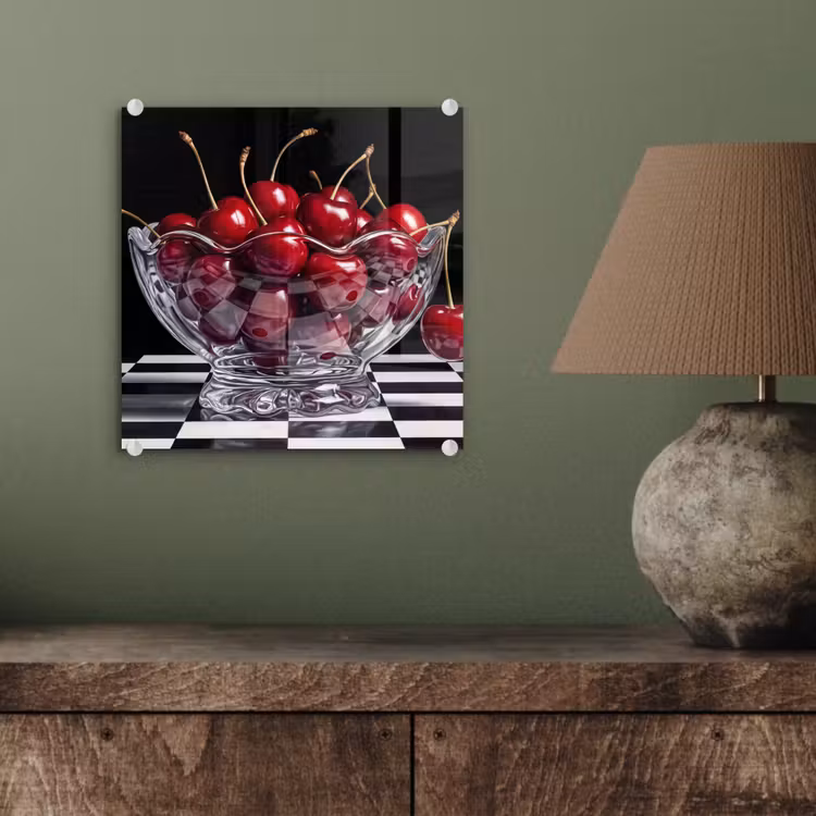Glas schilderij - Eten - Kersen - Rood — 4