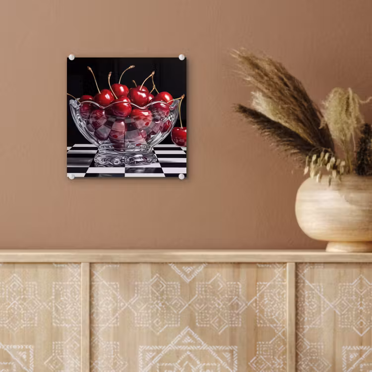Glas schilderij - Eten - Kersen - Rood — 6