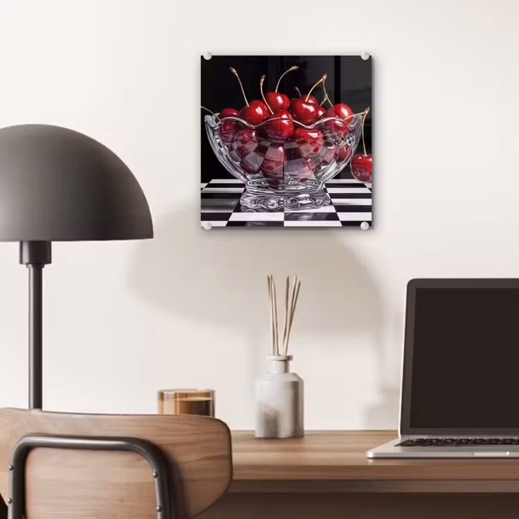 Glas schilderij - Eten - Kersen - Rood — 7