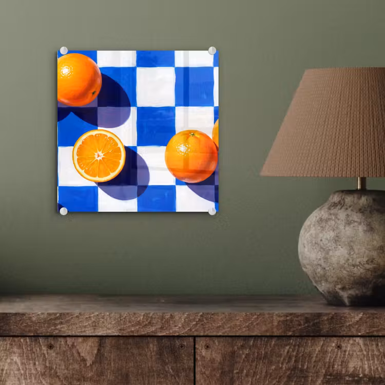 Glas schilderij - Sinaasappel - Geruit - Eten — 4