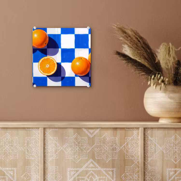 Glas schilderij - Sinaasappel - Geruit - Eten — 6
