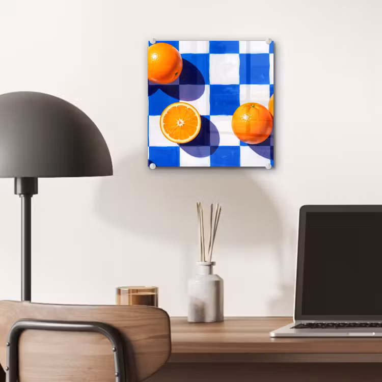 Glas schilderij - Sinaasappel - Geruit - Eten — 7