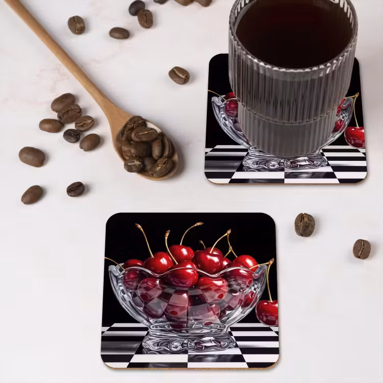 Onderzetter - Eten - Kersen - Rood — 4