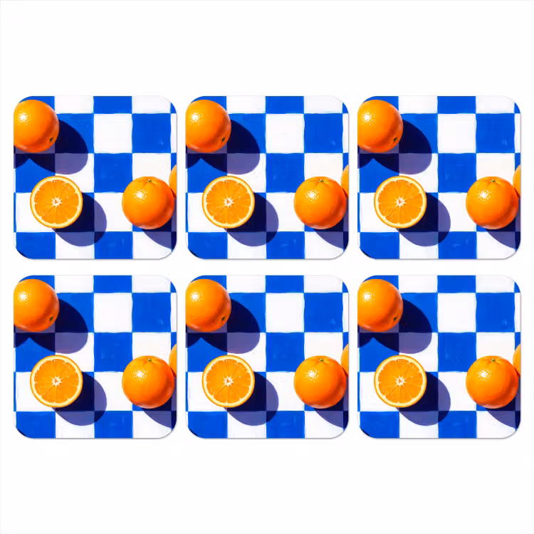 Onderzetter - Sinaasappel - Geruit - Eten — 1