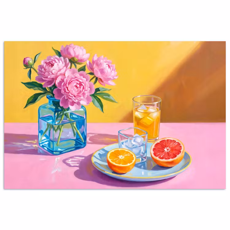 Poster - Bloemen - Roze - Modern — 1