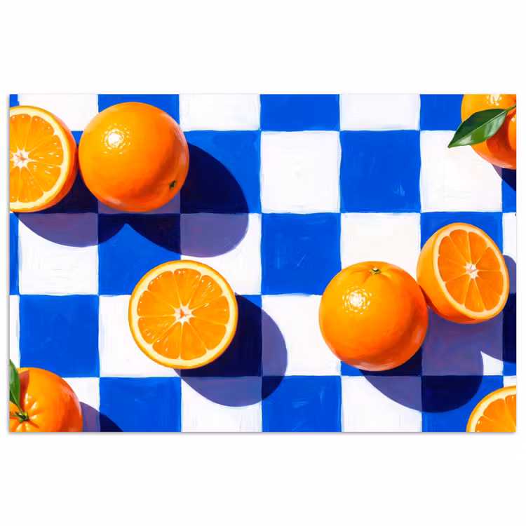 Poster - Sinaasappel - Geruit - Eten — 1