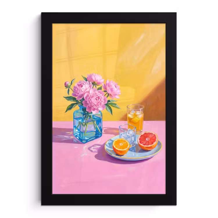 Poster met lijst - Bloemen - Roze - Modern — 1