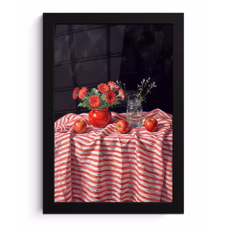 Poster met lijst - Rode bloemen - Vaas — 1