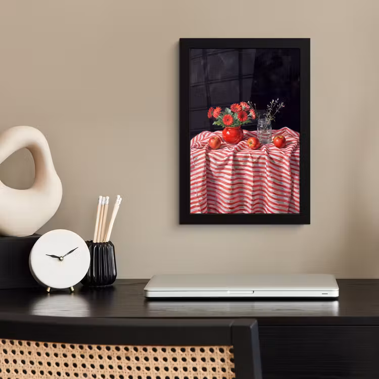 Poster met lijst - Rode bloemen - Vaas — 2