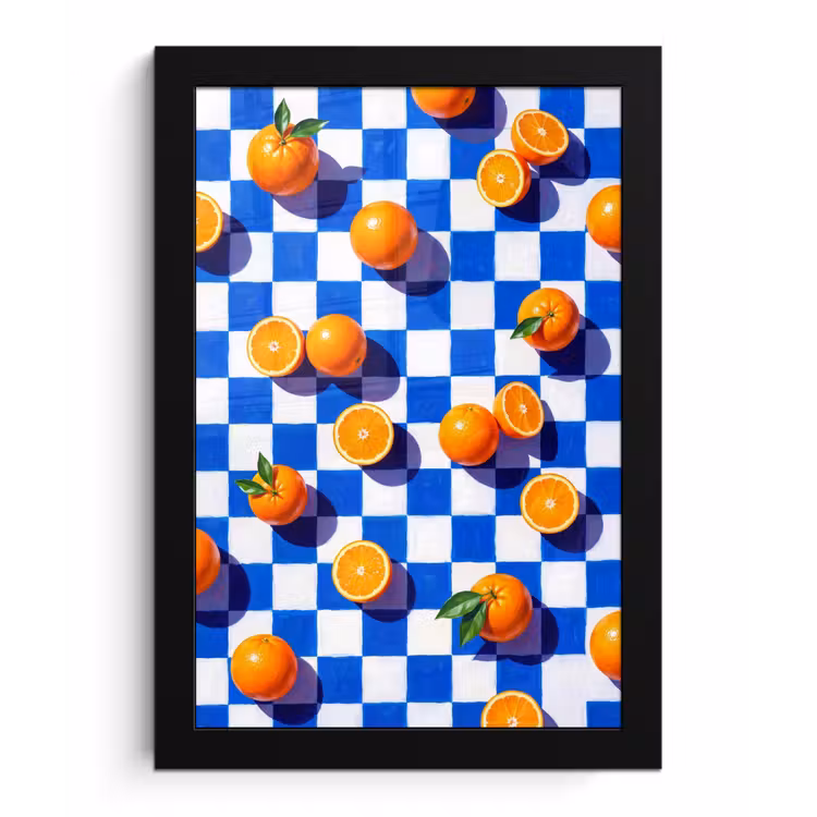 Poster met lijst - Sinaasappel - Geruit - Eten — 1