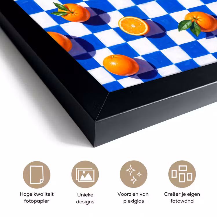 Poster met lijst - Sinaasappel - Geruit - Eten — 6