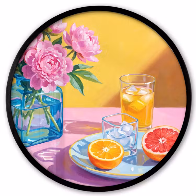 Ronde fotolijst - Bloemen - Roze - Modern — 1