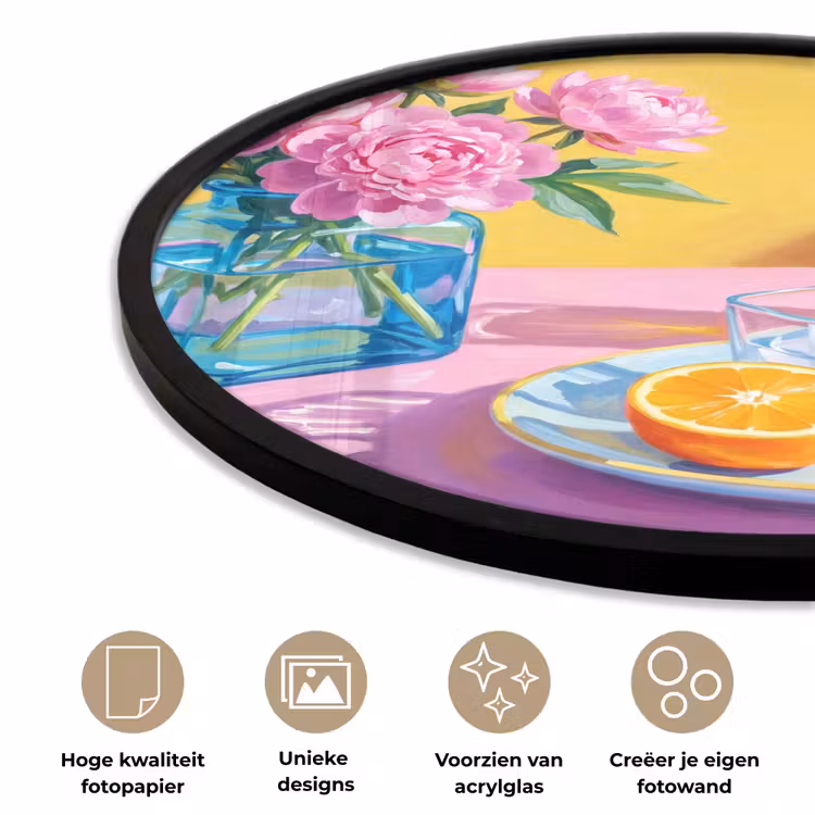 Ronde fotolijst - Bloemen - Roze - Modern — 2
