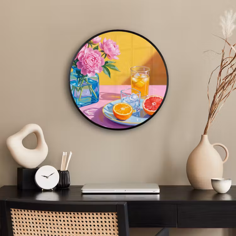 Ronde fotolijst - Bloemen - Roze - Modern — 3